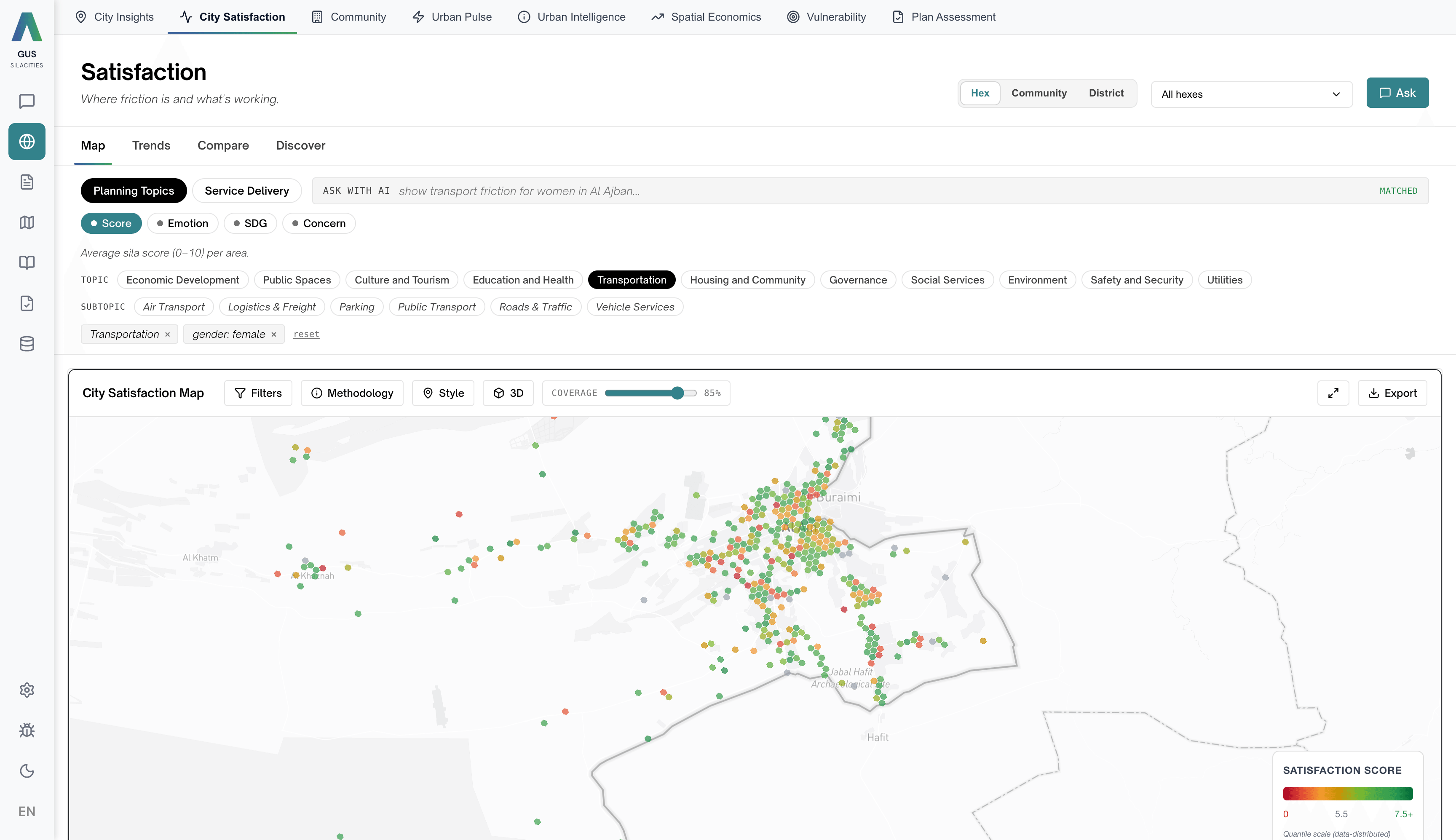 Socio-Economic Atlas — Inside the workspace, on the same neighbourhood grid.